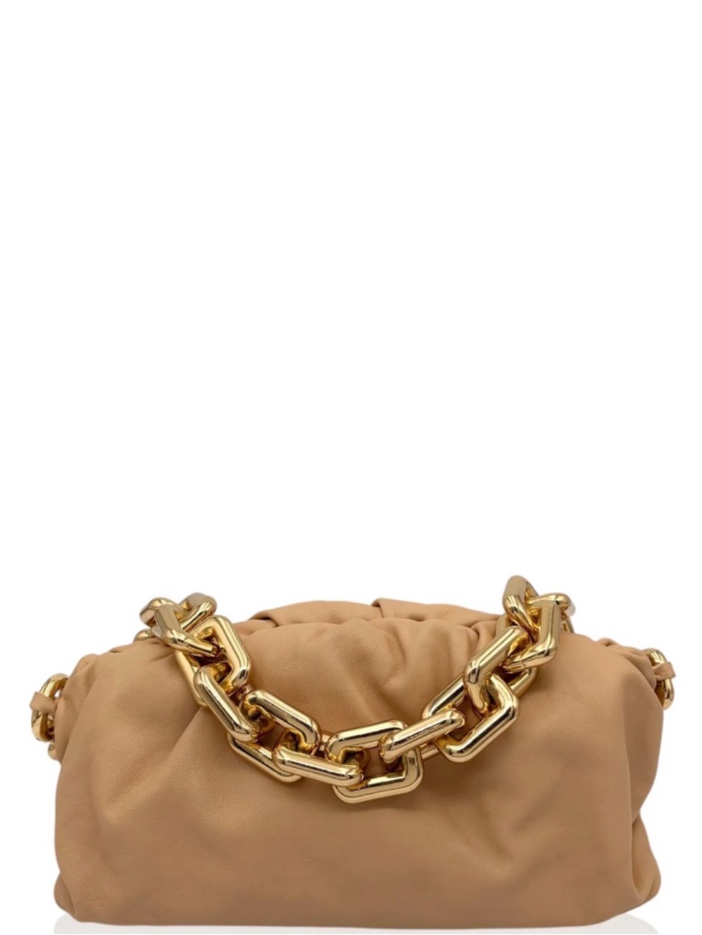 Bottega Veneta Tan Shoulder Bag with Gold Chain Strap - Picture 9 of 9